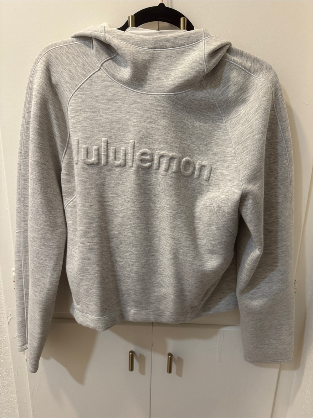 lululemon athletica Light Gray Embossed Logo Hooded Sweatshirt